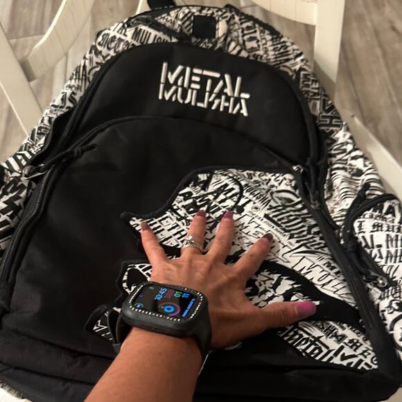 NWOT Rare Metal Mulisha Backpack Vintage Black White Laptop Bag Tons of Pockets - Picture 13 of 14